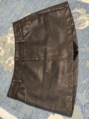 Garage Black Faux Leather Mini Skirt
